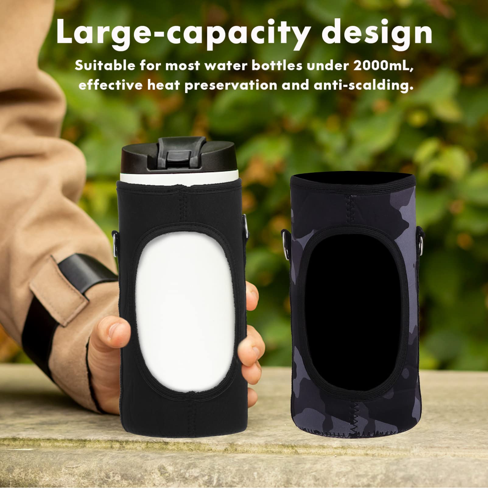 2PCS Insulated Water Bottle Carrier Bag with Adjustable Shoulder Strap & Phone Pocket - Leakproof Bottle Holder for Hiking, Camping, Beach, Gym & Outdoor Activities - Perfect for Men & Women Travel Accessories