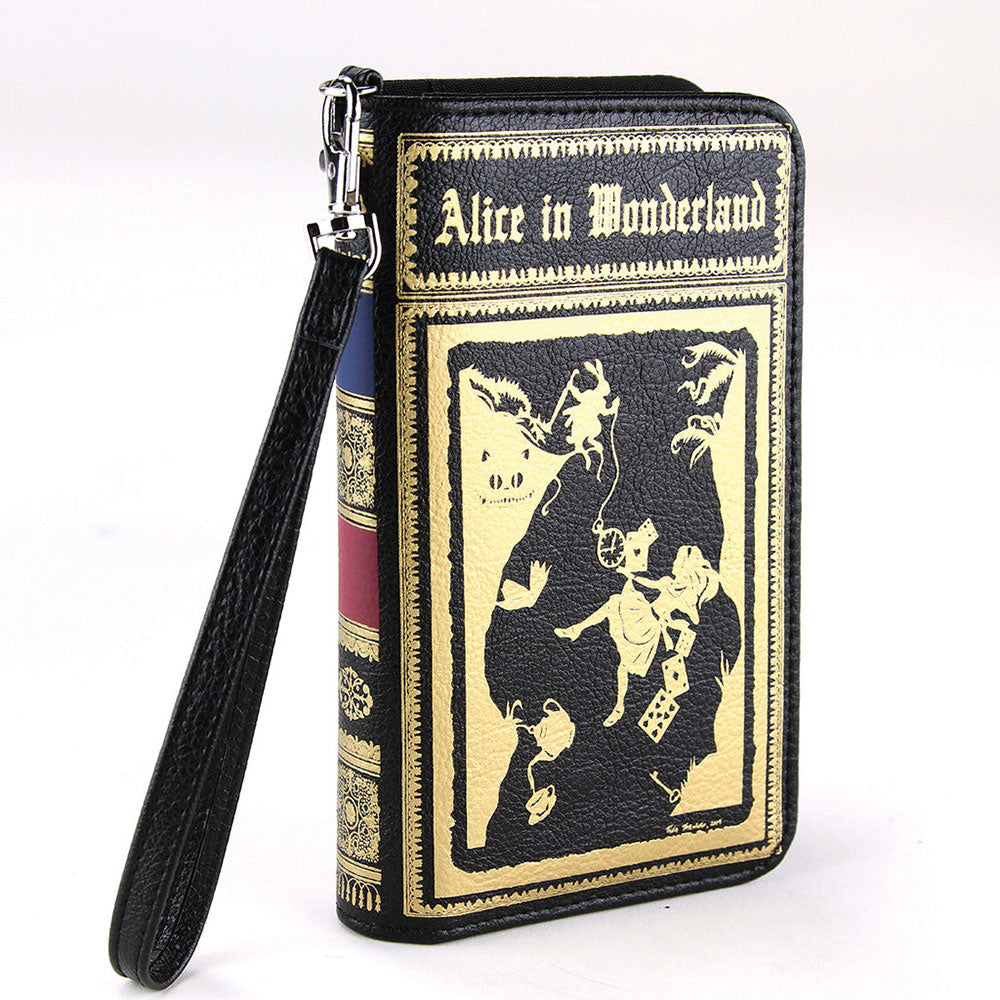 Alice in Wonderland Book Wallet Wristlet - Cute Novelty Clutch Purse for Women & Girls - Perfect for Cosplay, Book Lovers & Disney Fans
