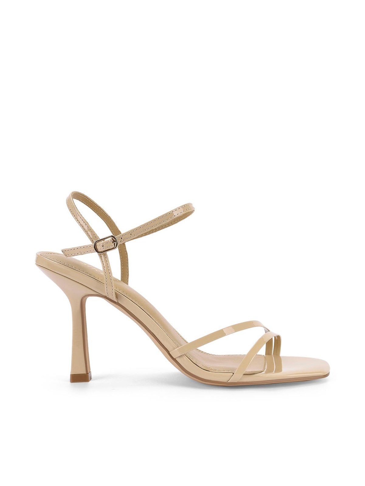Speck Strappy Heels - Nude Patent Leather Women's High Heels for Party, Wedding & Evening Wear | Comfortable Dress Shoes for Women