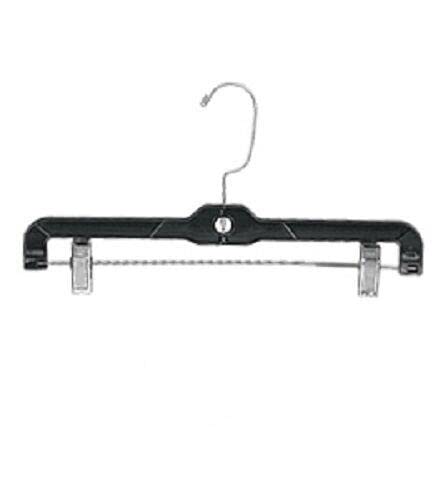 StateOJ 100-Pack Black Plastic Pants Hangers with Padded Metal Clips - 14 Inch Clothes Hangers for Pants, Skirts & Coats | Space-Saving Closet Organization for Home, Office & Retail Stores
