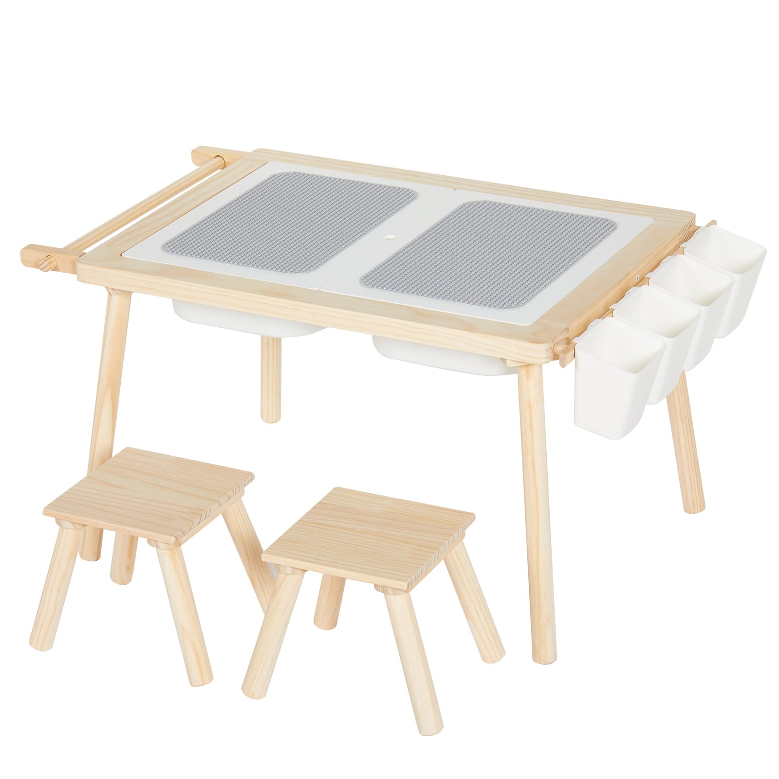 **5-in-1 Kids Sensory Table & Chair Set - Wooden Sand & Water Play Table for Building Blocks, Learning, Dining & Storage - Perfect Gift for Boys & Girls - Ideal for Indoor & Outdoor Playtime**