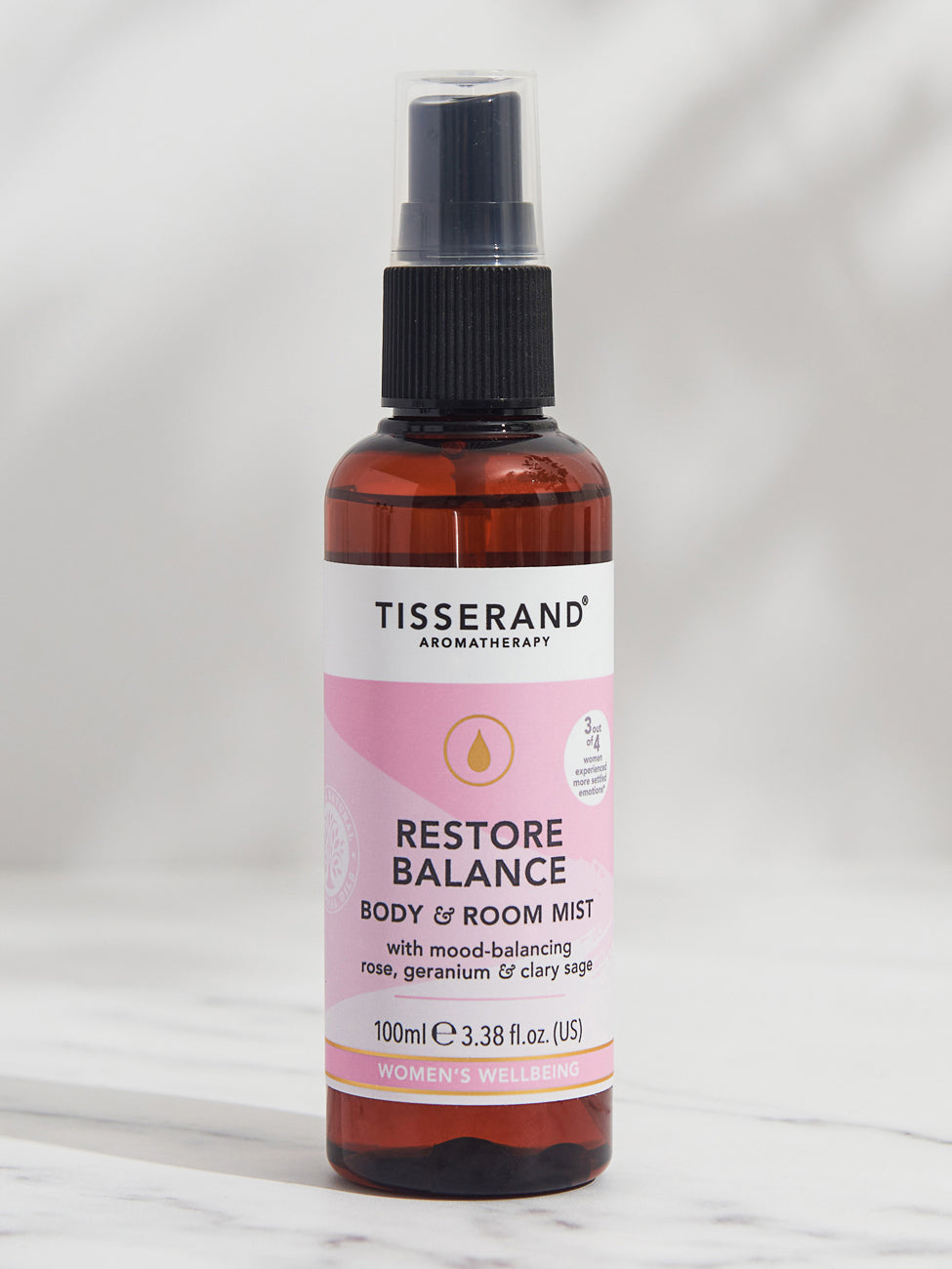 Tisserand Restore Balance Body & Room Mist - Aromatherapy Essential Oil Spray for Relaxation & Stress Relief - Perfect for Home, Office & Spa Use