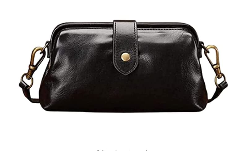 HAIKAI Vintage Leather Doctor Bag for Women - Handmade Retro Crossbody Shoulder Purse, Premium Leather Commuter Bag (Coffee) - Perfect for Work, Travel & Everyday Use