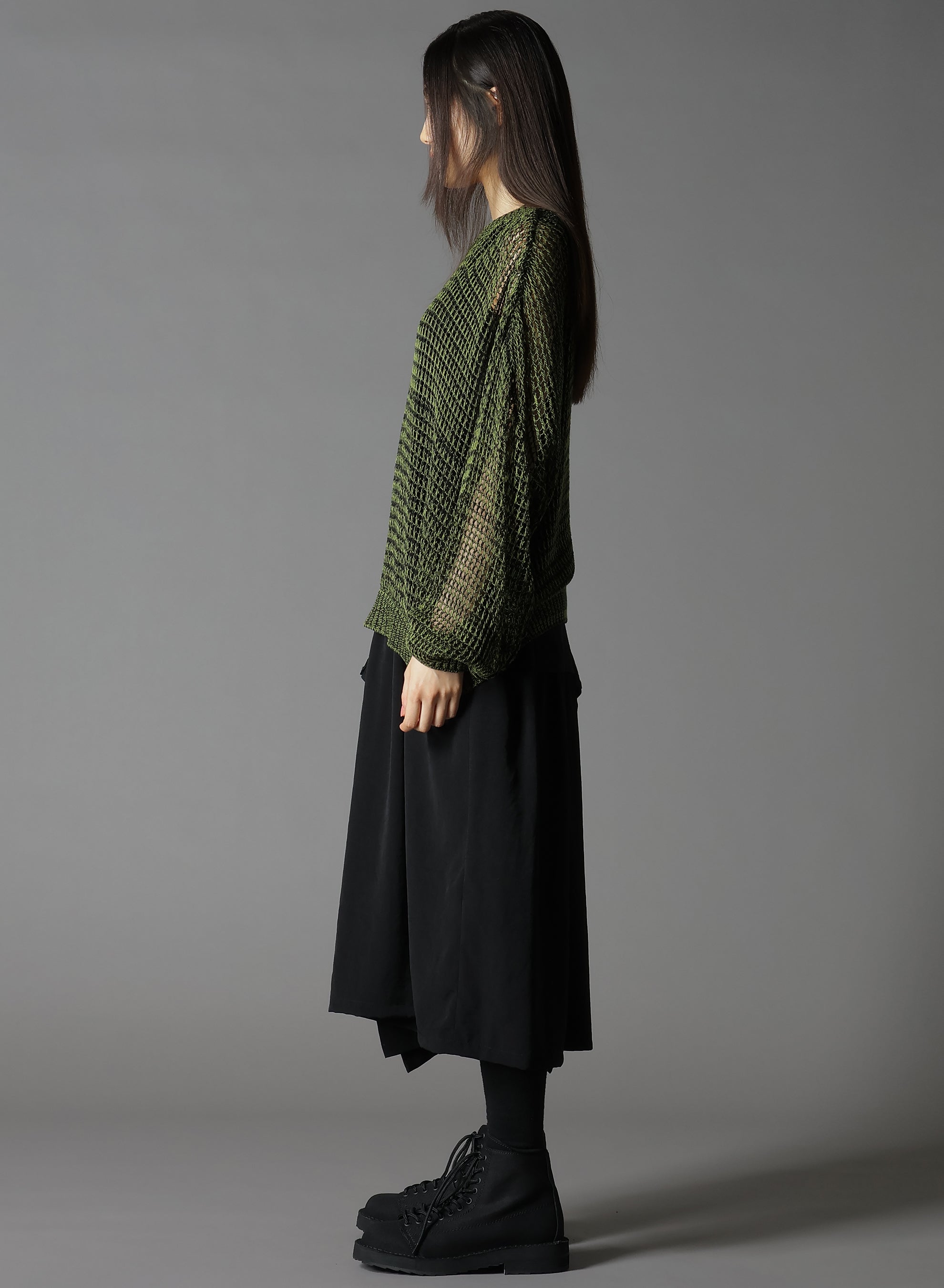 **CODE YARN MESH CREW NECK KNIT SWEATER - Women's Casual Pullover Top for Fall & Winter - Perfect for Layering, Office Wear, and Weekend Outfits**