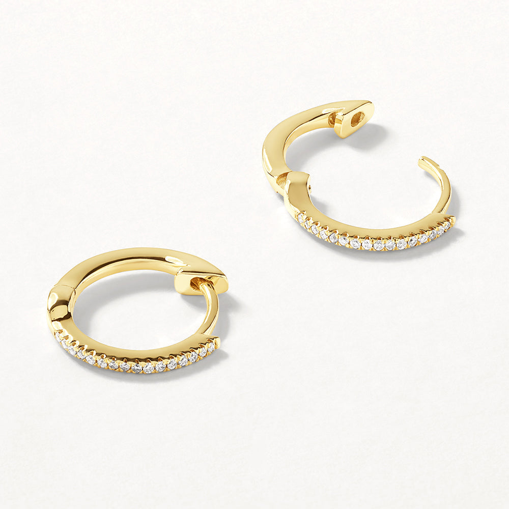 10k Gold Diamond Huggie Earrings for Women - Elegant & Dainty Hoop Earrings for Everyday Wear & Special Occasions
