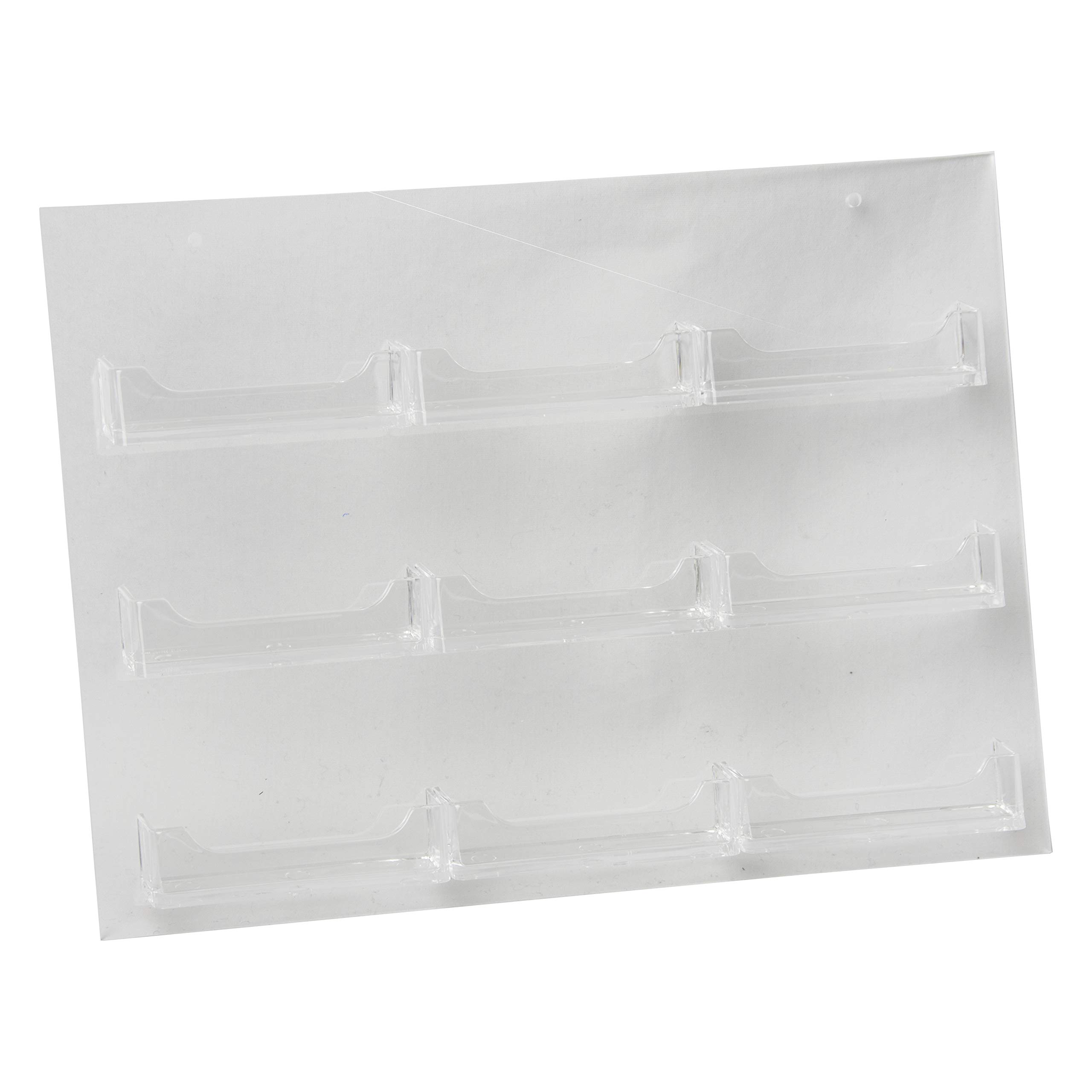 Clear Acrylic Wall Mount Business Card Holder with 9 Pockets (3.5x2 Inches) - Plastic Countertop Organizer & Multi Business Card Display Stand - Office, Retail, or Home Use - Single Pack or 12 Pack Bulk Option