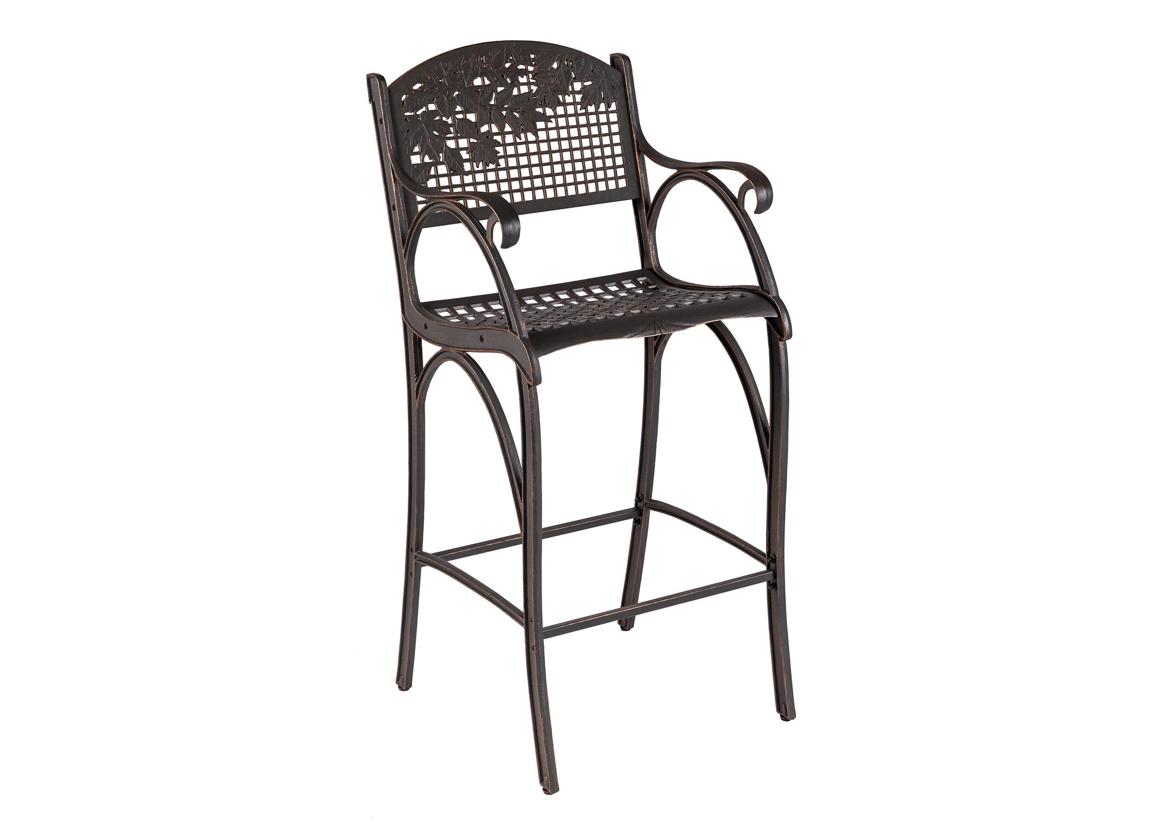 Leaves Pub Chair in Bronze Finish - Rustic Bar Stool for Home, Cafe & Outdoor Use