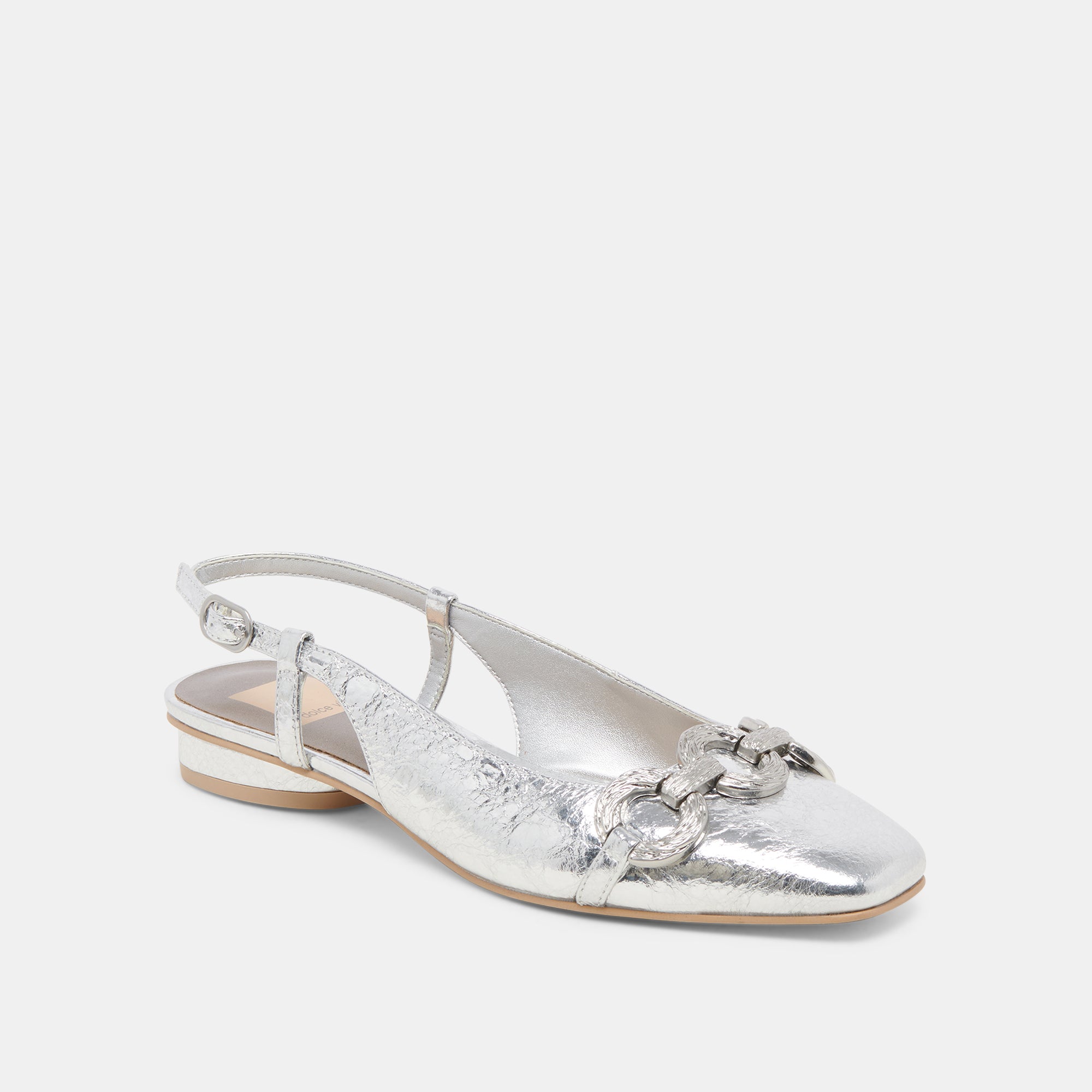 RAMANO FLATS SILVER DISTRESSED LEATHER - Women's Comfortable Slip-On Shoes for Casual Wear & Everyday Use