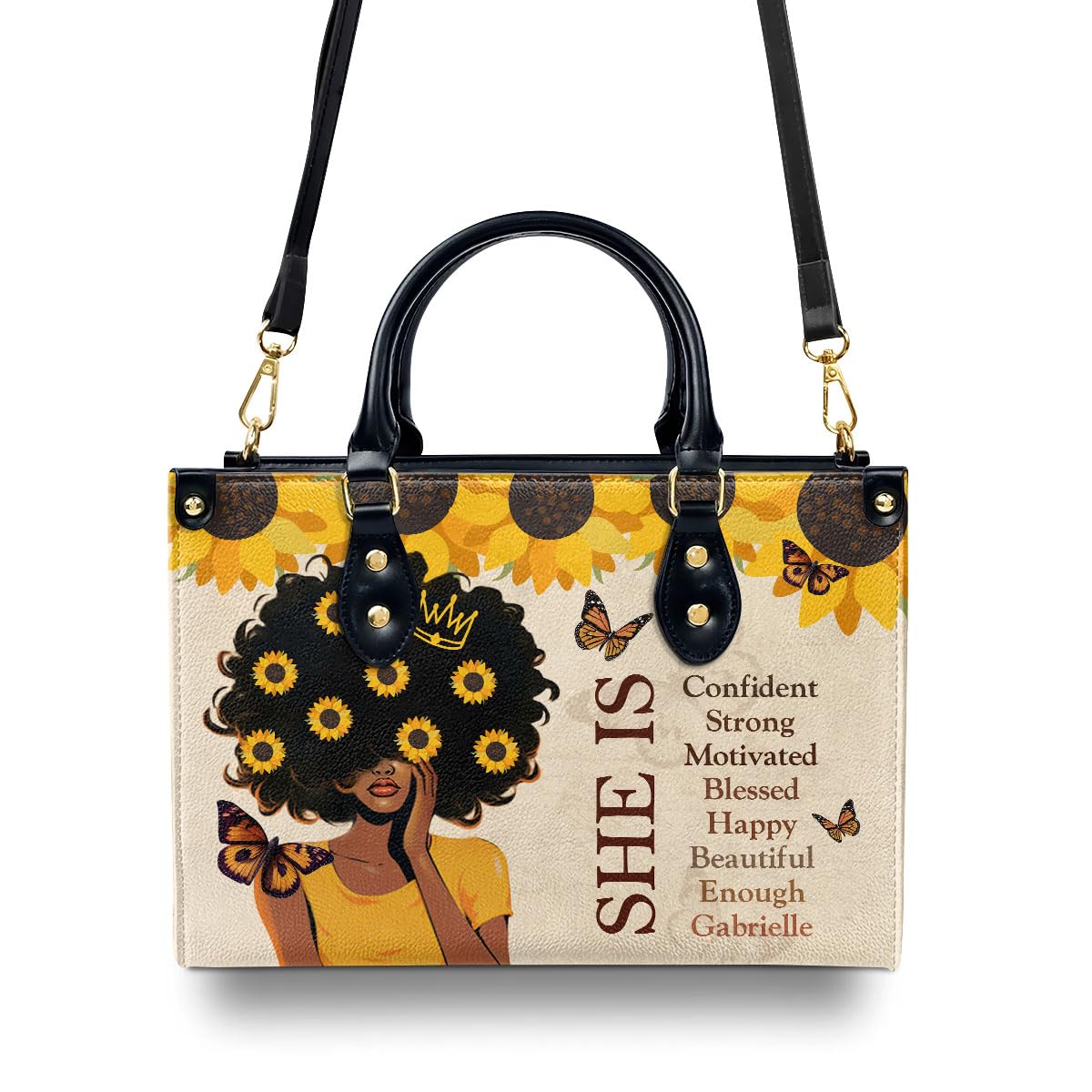 Custom Leather Handbag for African American Women - Unique Christmas Gift for Her - Perfect for Work, Parties & Special Occasions