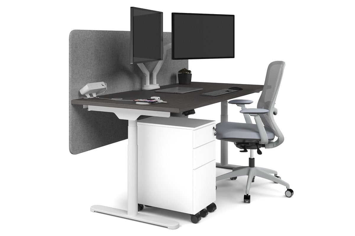 Flexi Premium Height Adjustable Single Workstation Desk - 1600L x 800W with Cable Management Scallop | Ergonomic Standing Desk for Home Office & Workspace