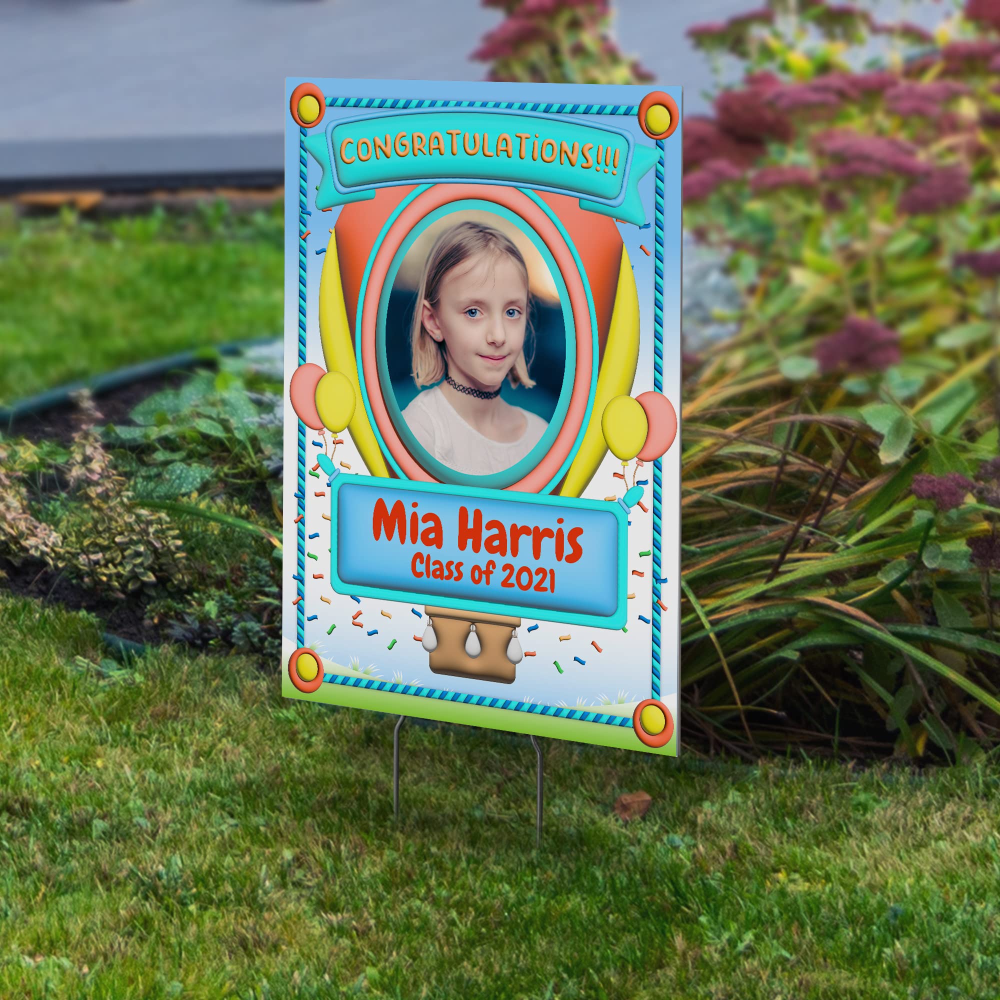 12x17 Personalized Graduation Yard Sign with Metal Stakes - Custom Graduation Gift for High School, College, Middle & Elementary School - Class of 2022 (Design 18) - Perfect for Outdoor Graduation Decor & Celebration