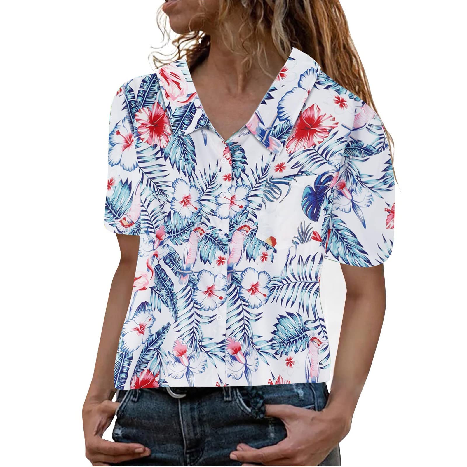Women's Floral Print Crewneck T-Shirt & Workout Tank Top - Summer & Fall Casual Blouses, Tunic Tops for Office, Gym & Everyday Wear