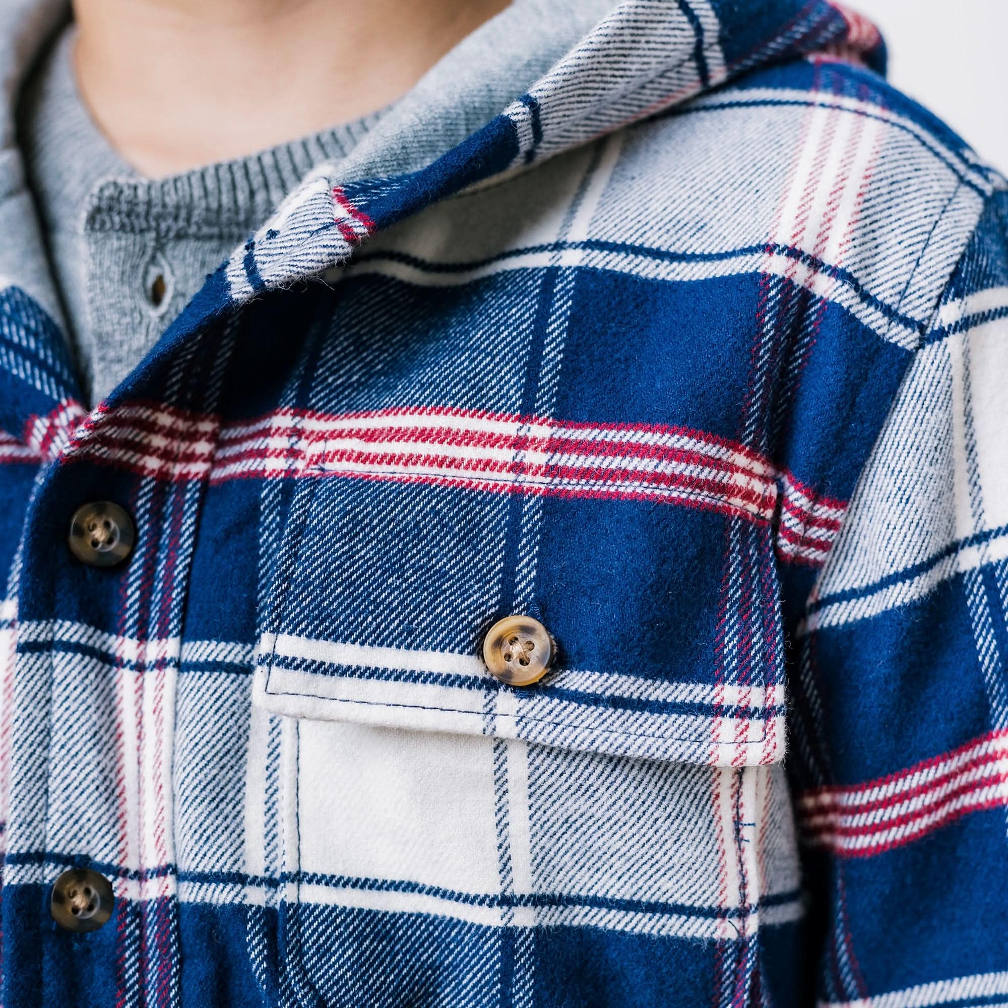 Hope & Henry Boys' Hooded Button Down Jacket with Elbow Patches - Stylish Kids Outerwear for School, Playdates & Outdoor Adventures