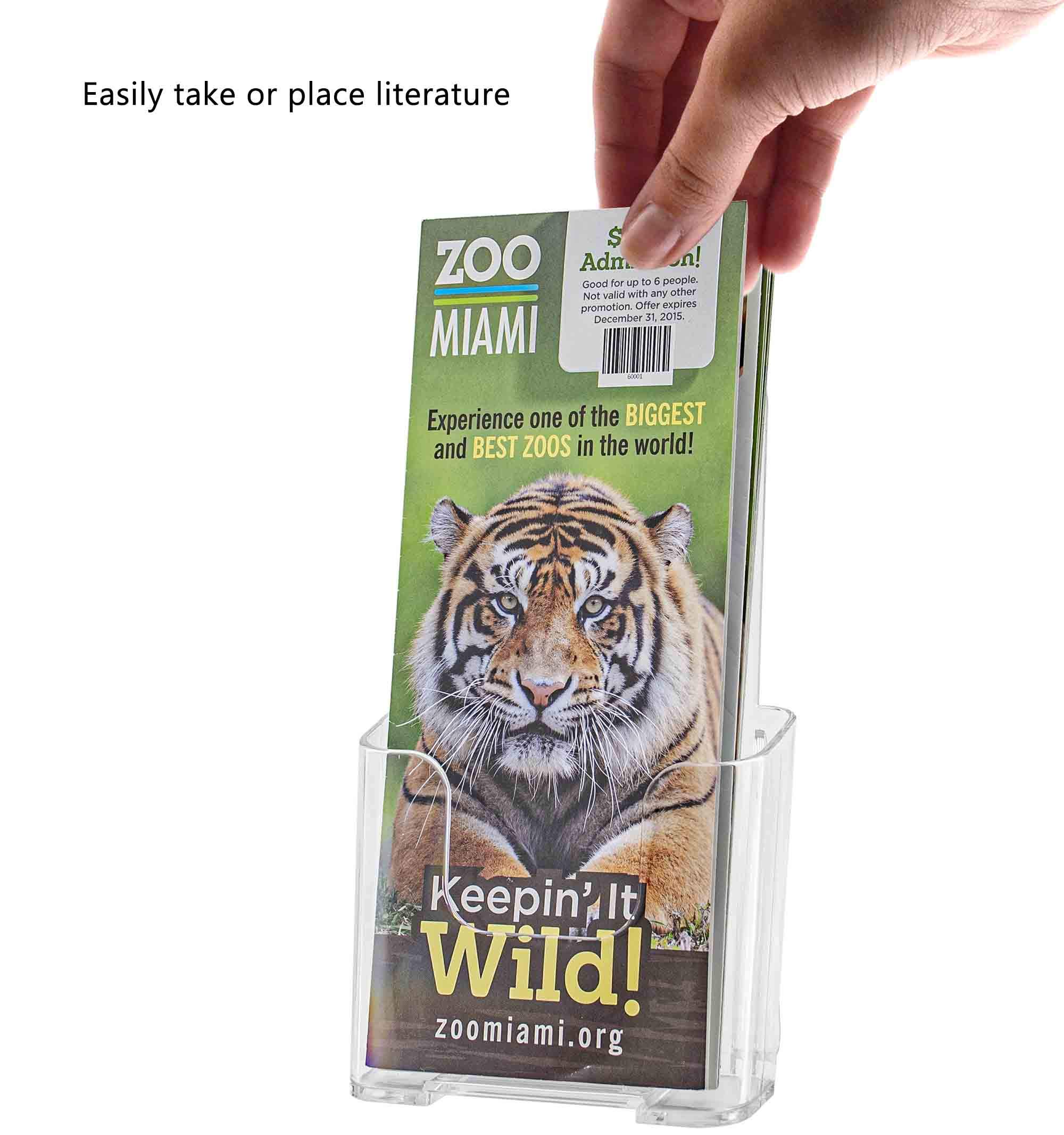 100-Piece Clear Acrylic Brochure Holders - Countertop & Wall-Mounted Literature Display Rack for Restaurants, Hotels & Retail Stores - Pamphlet & Flyer Organizer