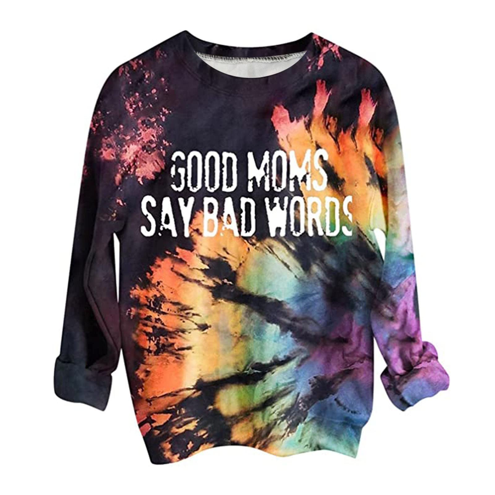 Trendy Plus Size Women's Halloween Long Sleeve Crewneck Sweatshirt - Fashion Tie Dye Pullover Blouse for Party, Cosplay & Seasonal Outfits
