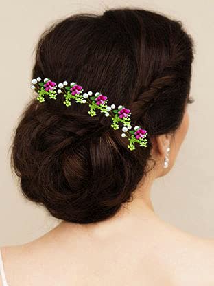 Artificial Mogra Hair Pins - 10 Pack Small Round Flower Hairpins for Women & Girls | Bridal Wedding Hair Accessories | Dark Pink #2230 | Perfect for Parties, Prom, and Everyday Styling
