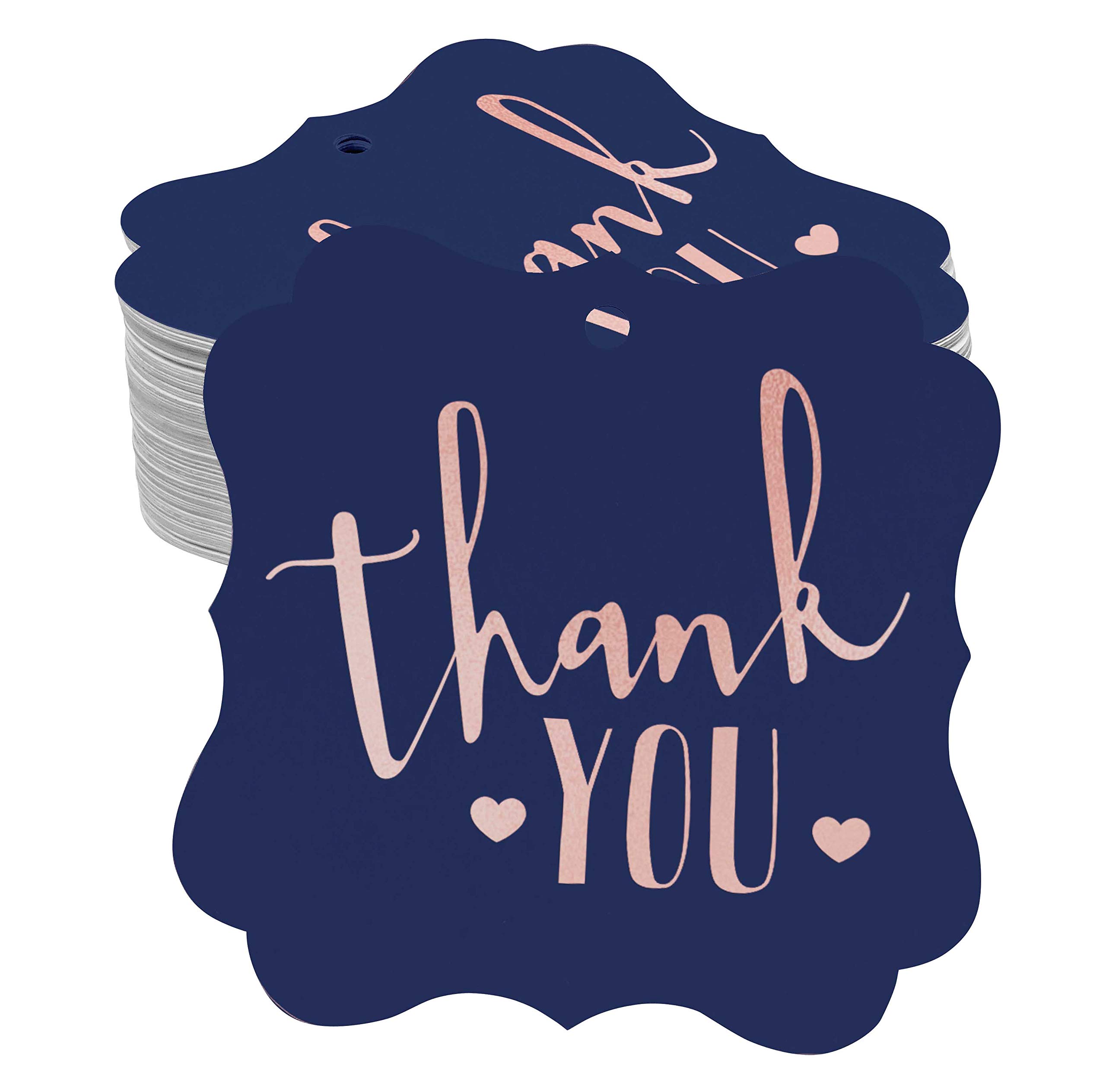 Elegant Rose Gold Foil Bracket-Shaped Thank You Tags - 50 Pack for Bridal Showers, Baby Showers, Weddings, Birthdays & Retirement Parties | Perfect for Gift Wrapping, Party Favors & Event Decorations