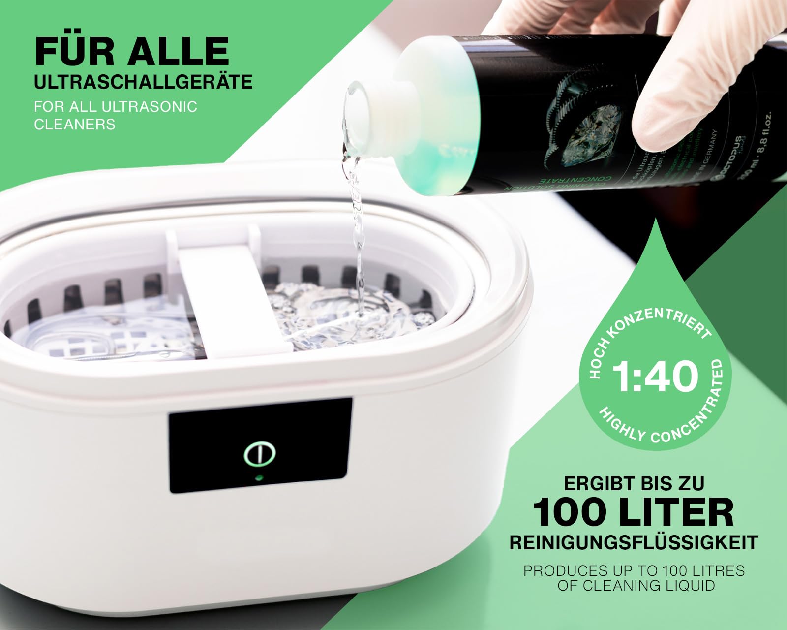 OCTOPUS Powerful Ultrasonic Cleaner 2.5L (2500ml) - Professional Jewelry, Eyeglasses, Watch & Dental Equipment Cleaner | Ideal for Home, Lab & Industrial Use