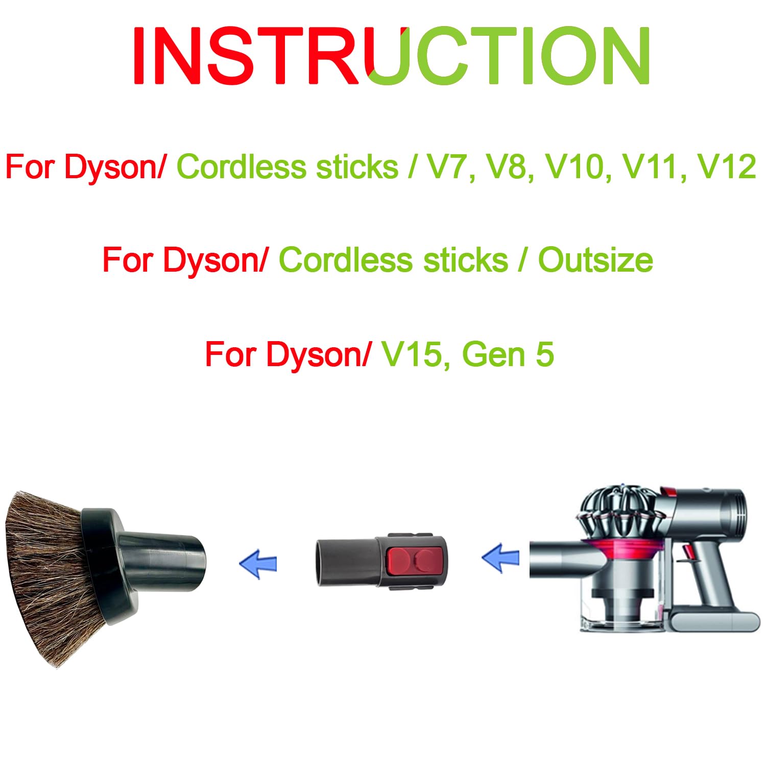 Premium Soft Horsehair Round Dust Brush for Dyson V7 V8 V10 V11 V15 Gen5 - Gentle Cleaning Attachment for Sofas, Furniture & Baseboards - Ideal for Pet Hair, Dust & Delicate Surfaces