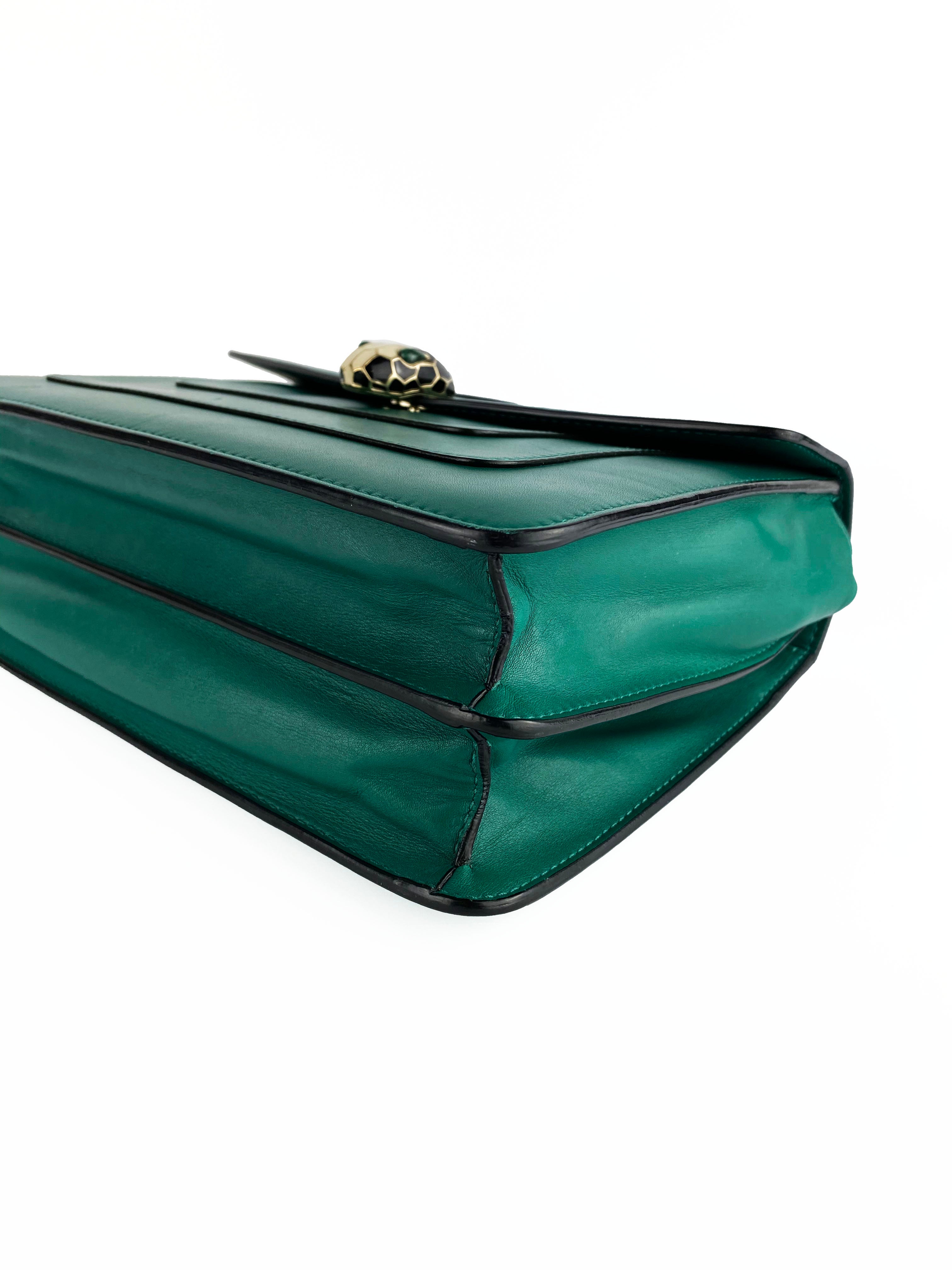 Bvlgari Serpenti Forever Green Leather Shoulder Bag - Luxury Designer Handbag for Women, Perfect for Parties, Weddings & Evening Events