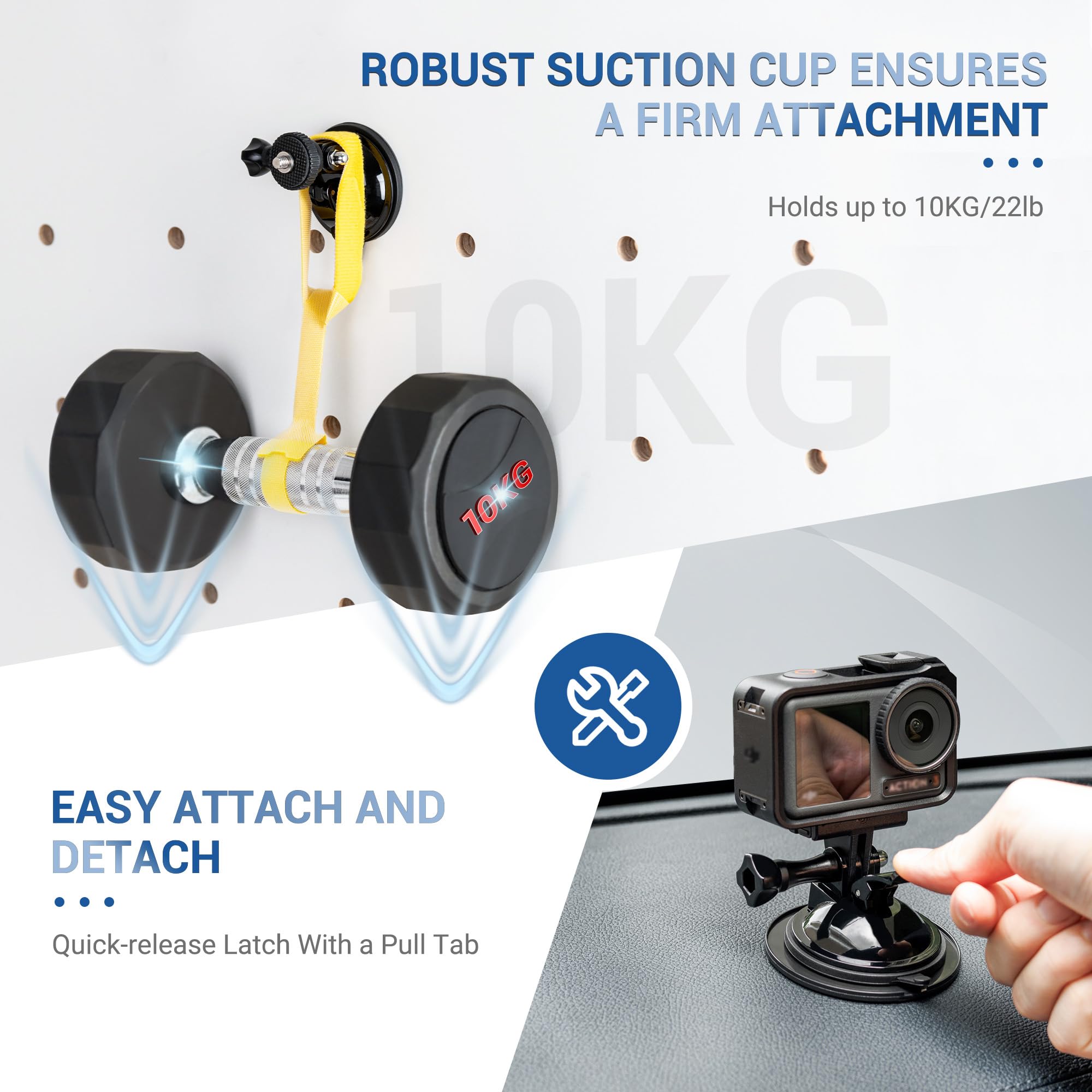 JJC Suction Cup Microphone Stand with LED Light & 1/4