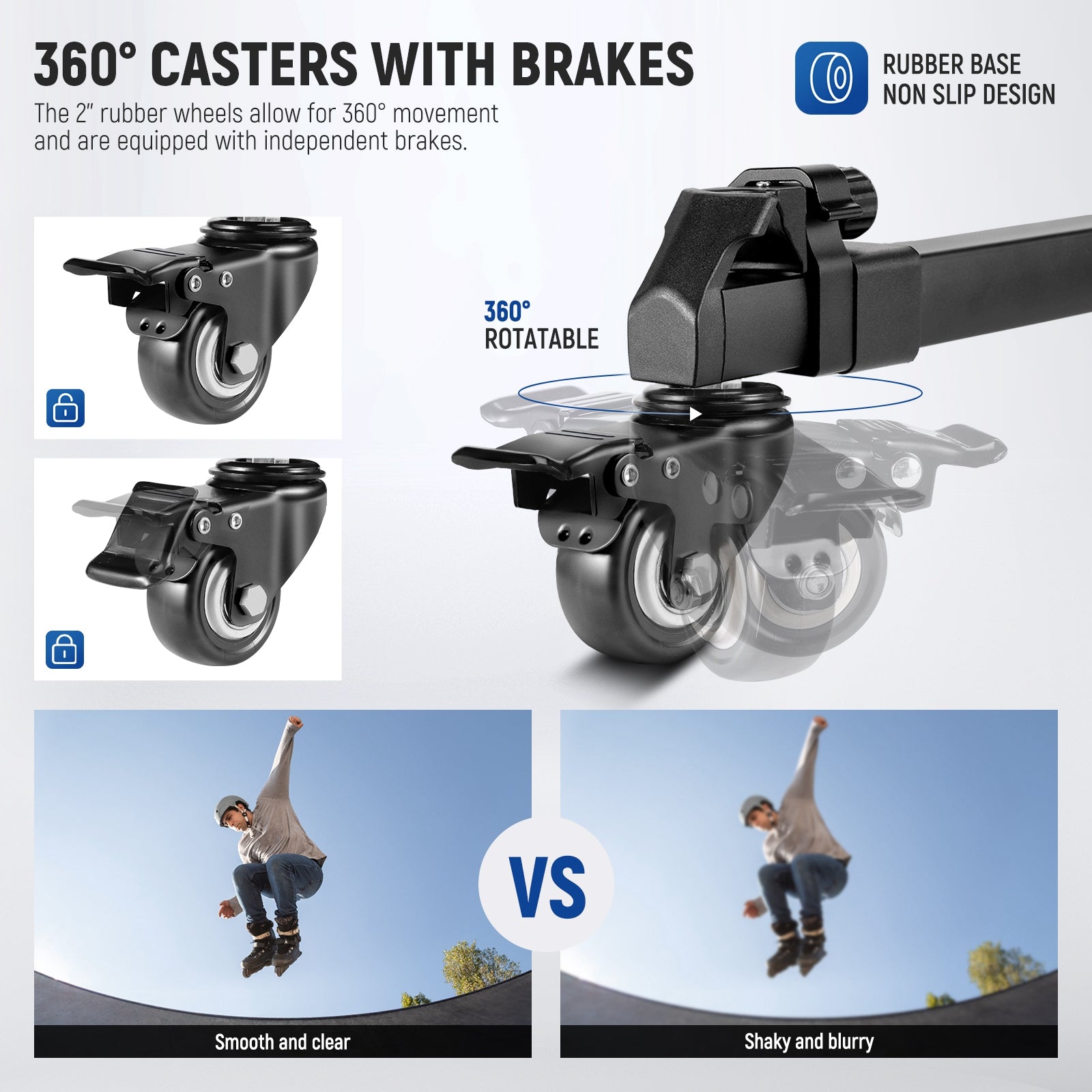 NEEWER TS009 Quick Lock Release Tripod Dolly for Photography - Smooth Rolling Camera Stand for Video Shooting, Vlogging, and Studio Work