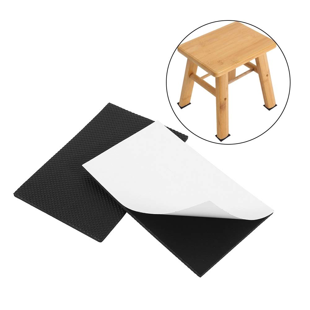 Non-Slip Self-Adhesive Rubber Table & Floor Protectors (2-Pack) - Black Chair & Sofa Leg Pads for Furniture Protection - Perfect for Hardwood Floors & Tile Surfaces