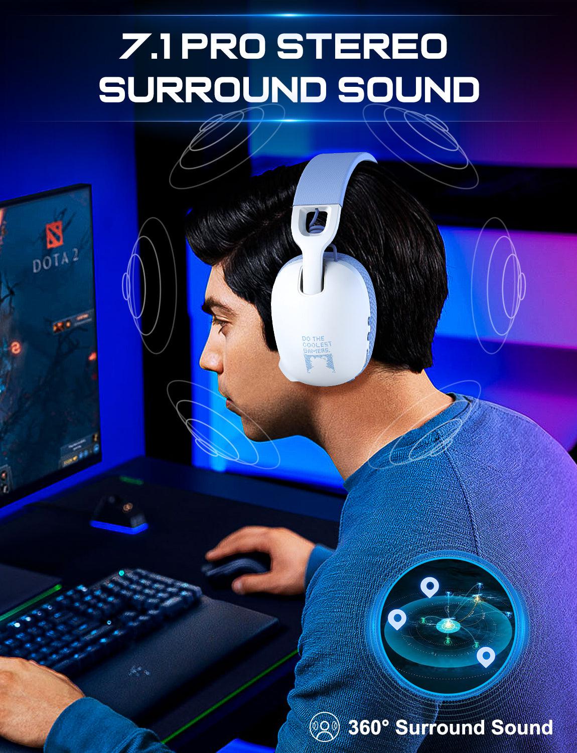 ONIKUMA B2 Wireless Gaming Headset - Bluetooth 2.4G/3.5mm Wired Triple Mode Lightweight Over-Ear Headphones with Mic for PC, PS5, Xbox, Mobile Gaming & Online Meetings