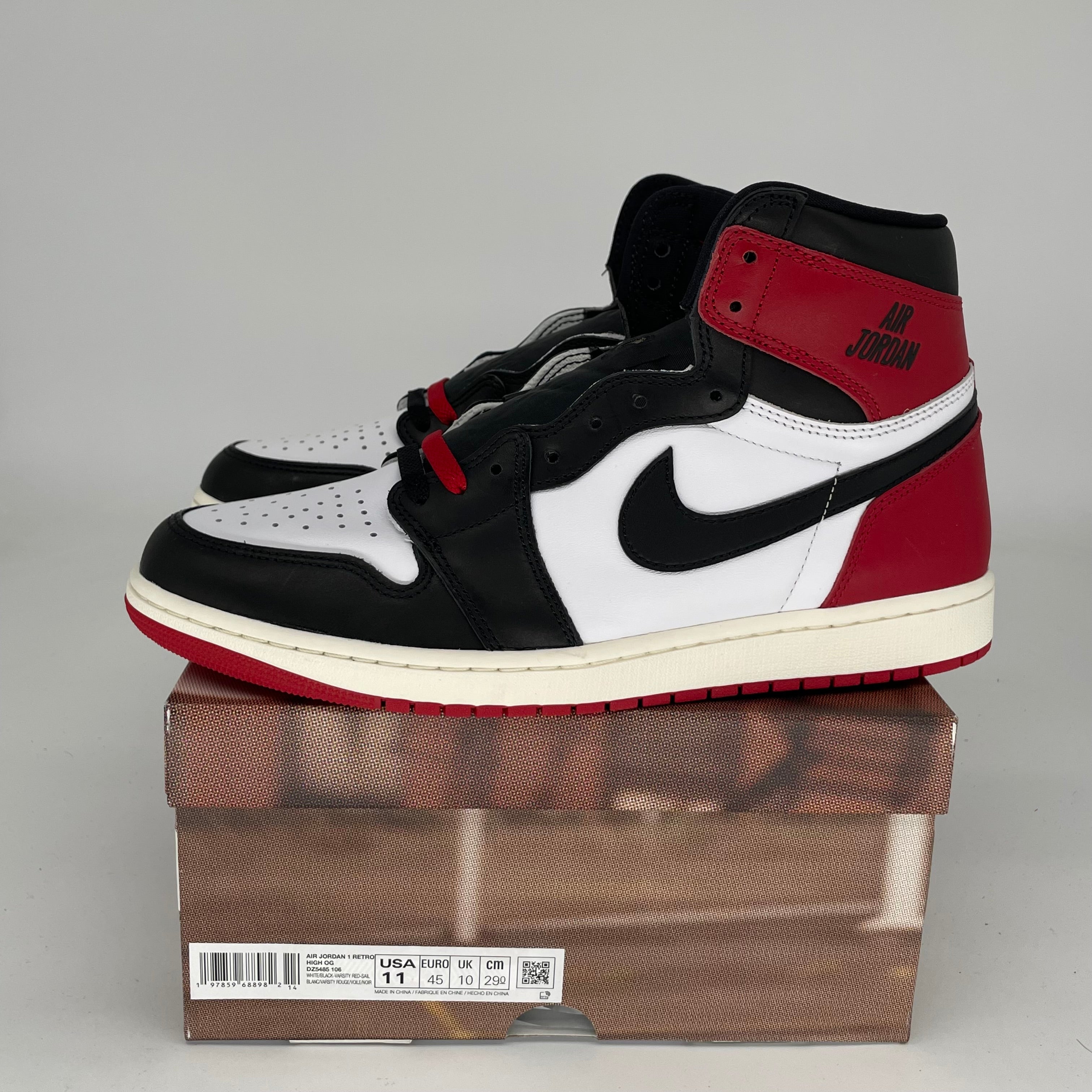AIR JORDAN 1 Black Toe Reimagined Sneakers - Men's Size 11 (DZ5485-106) - Retro Basketball Shoes for Streetwear & Casual Outfits