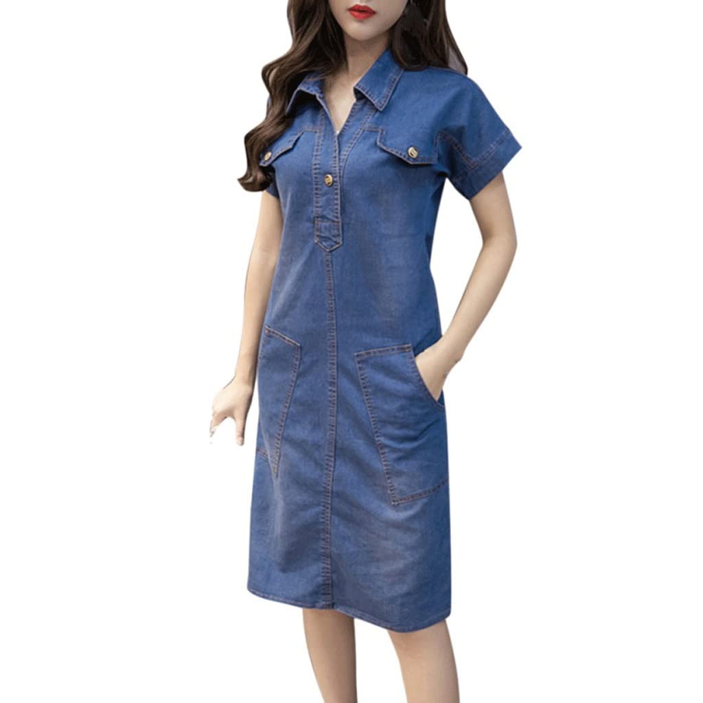Women's Denim Dress - Casual Summer Blue Jean Dress Size L | Perfect for Beach Outings, Brunch Dates & Weekend Getaways