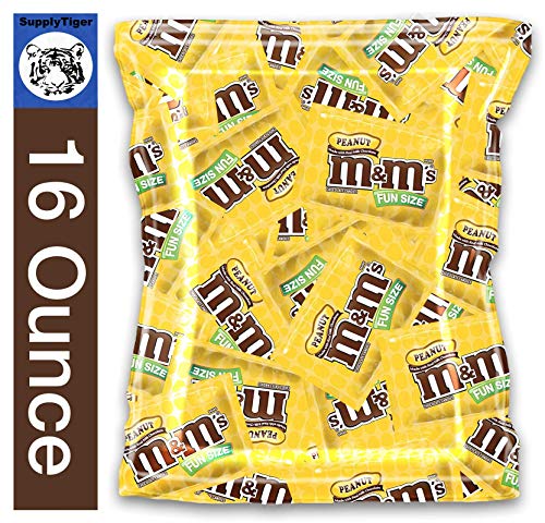 Peanut M&M's Fun Size Bulk Candy 16oz (1 Pound) - Perfect for Halloween, Christmas Party Favors, Office Snacks, Birthday Treats & Movie Night
