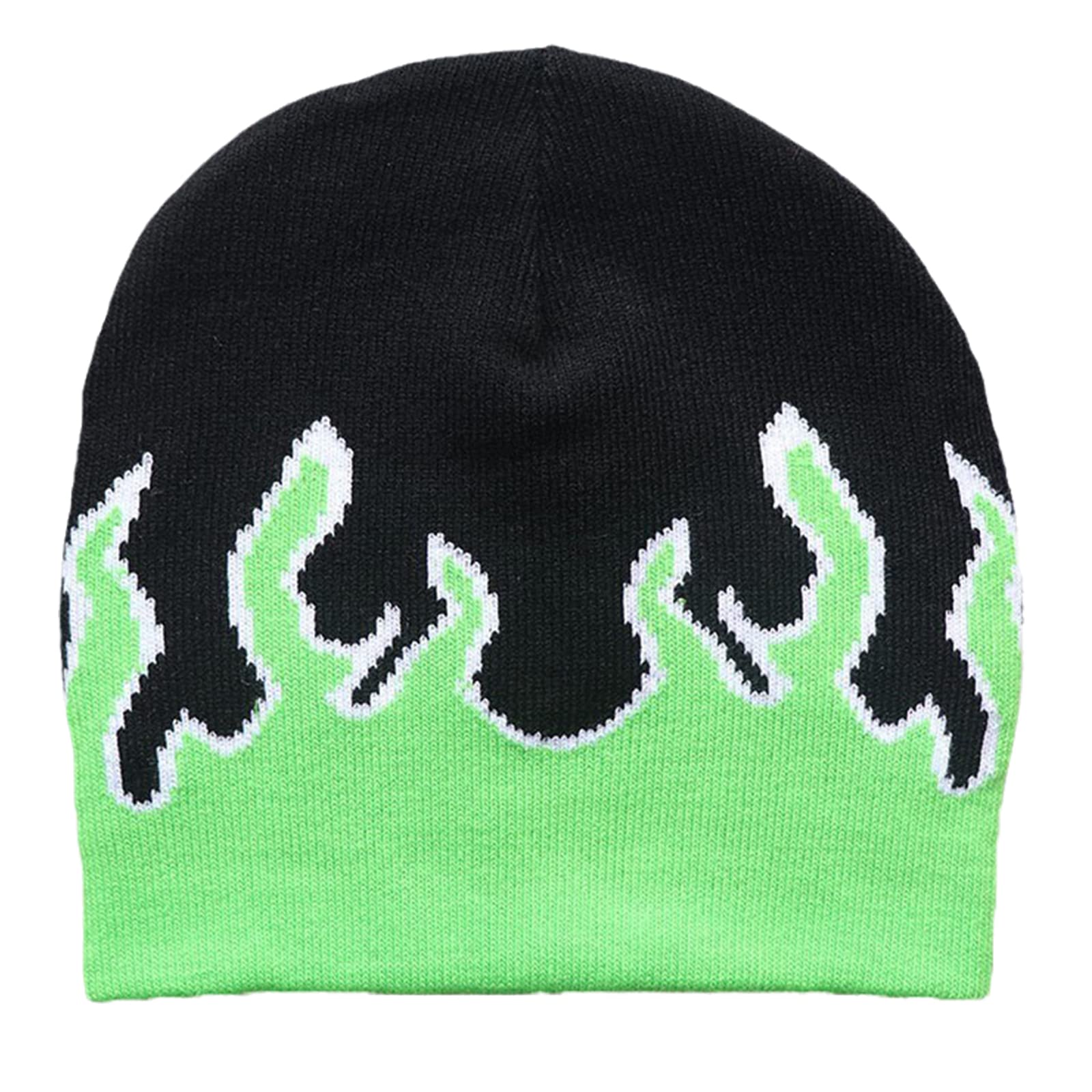 Trendy Y2K Flame Skull Beanie Hat - Slouchy Knit Skullies Cap for Men & Women - Perfect for Winter Fashion, Streetwear, and Outdoor Activities