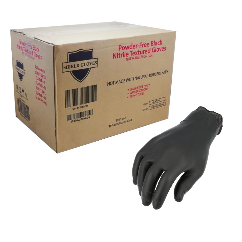 Premium Black Nitrile Gloves - Latex-Free, Powder-Free Disposable Gloves (4 Mil Thick, 2XL, Pack of 2000) for Medical, Food Service & Industrial Use