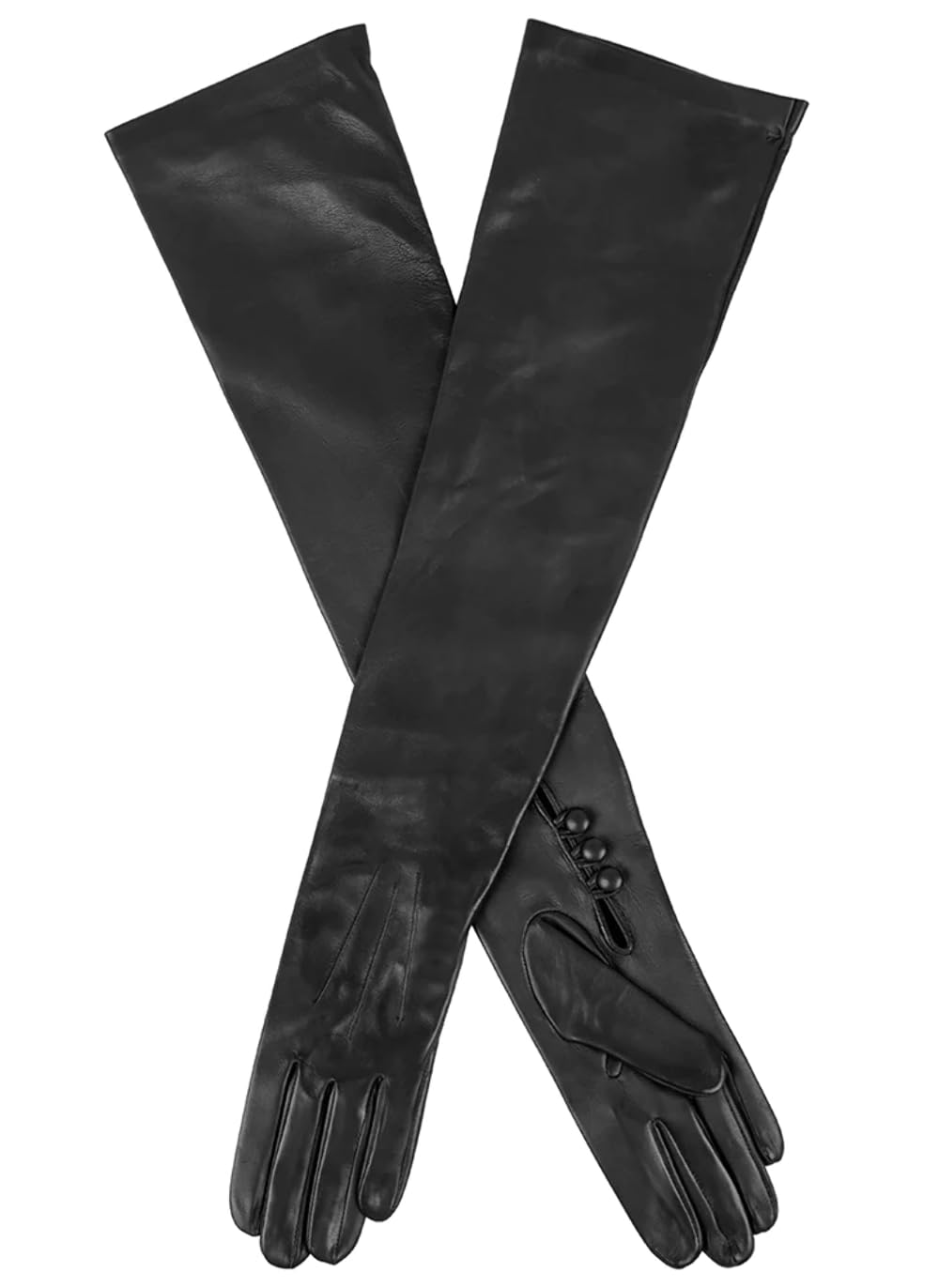 Women's Polly Long Leather Gloves - Black | Winter Fashion, Formal Events & Cold Weather Accessories