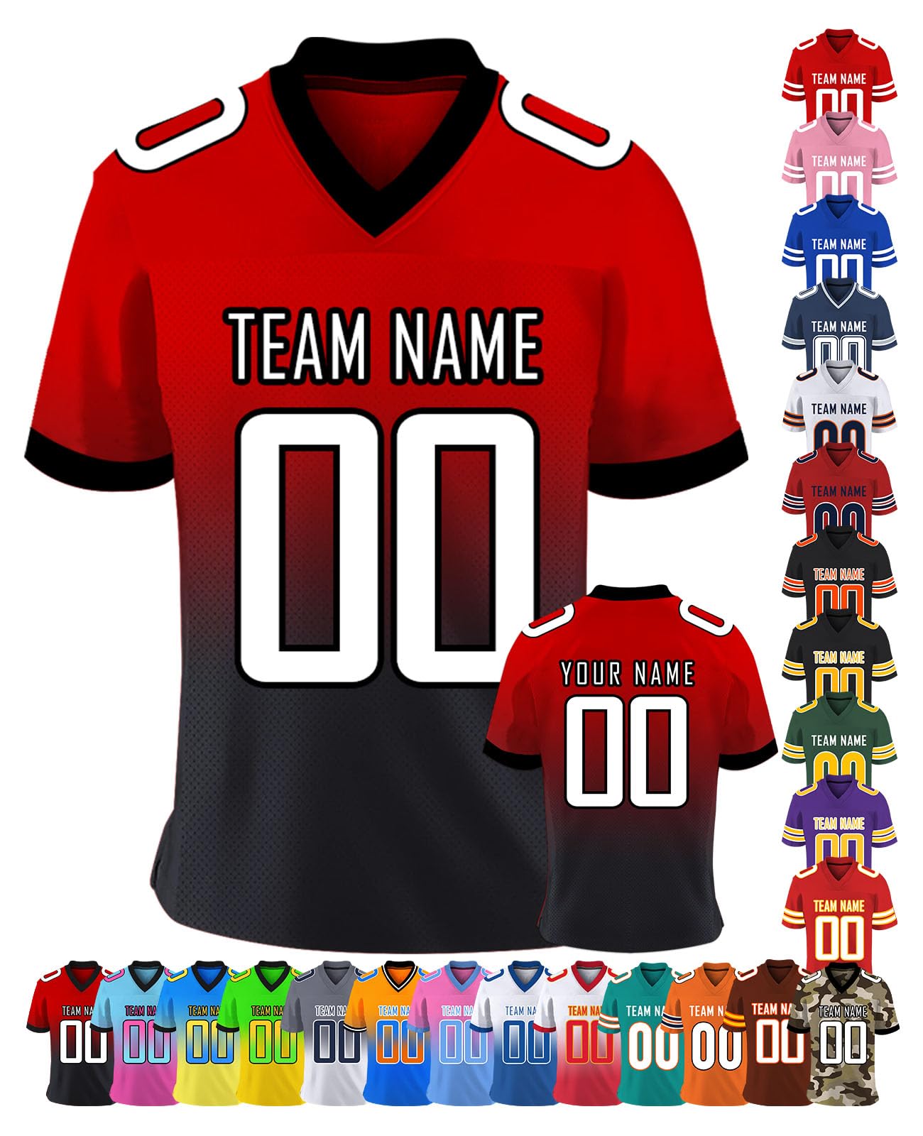 Custom Football Jerseys Personalized for Men, Women, Youth & Kids - Add Your Name & Team Number - High-Quality Sports Uniforms for Fans & Players - Perfect for Game Day, Team Events & Gifts