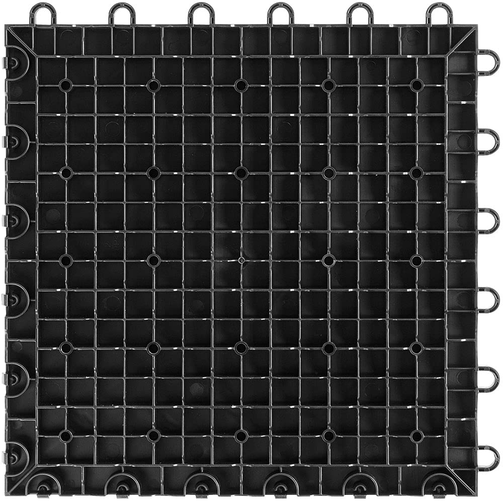 Speedway Garage Floor Diamond Tile - 12 x 12 Inch Black Interlocking Floor Mats (50-Piece Set) for Workshop, Garage & Basement Protection