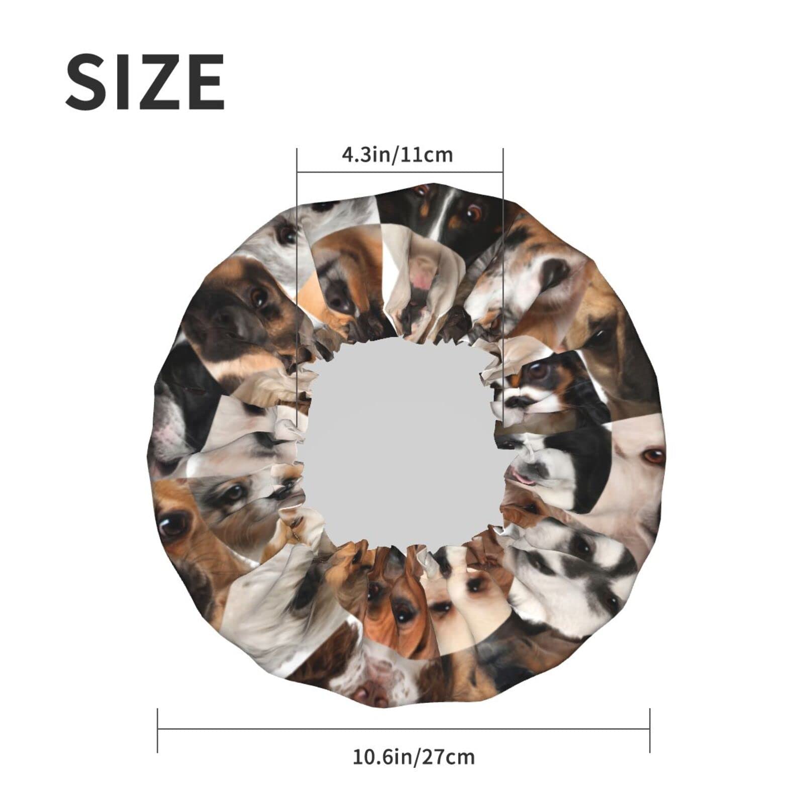 Waterproof Reusable Shower Cap for Women & Dogs - Cute Face Pattern Bath Hair Cover for Shower, Bathing, Spa, and Pet Grooming