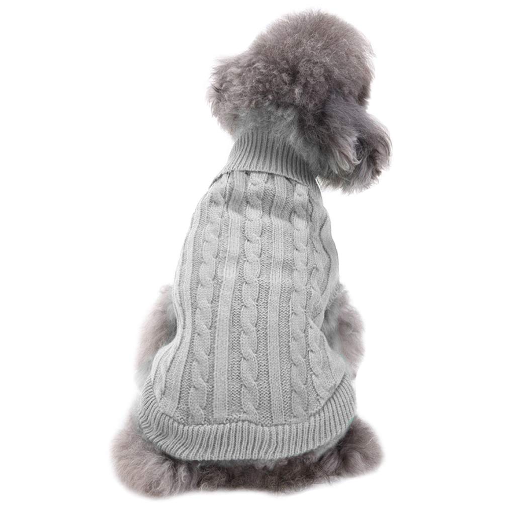CHBORCHICEN Knitted Dog Sweater - Warm Winter Pet Clothes for Small Dogs & Cats (Grey) - Perfect for Indoor & Outdoor Use
