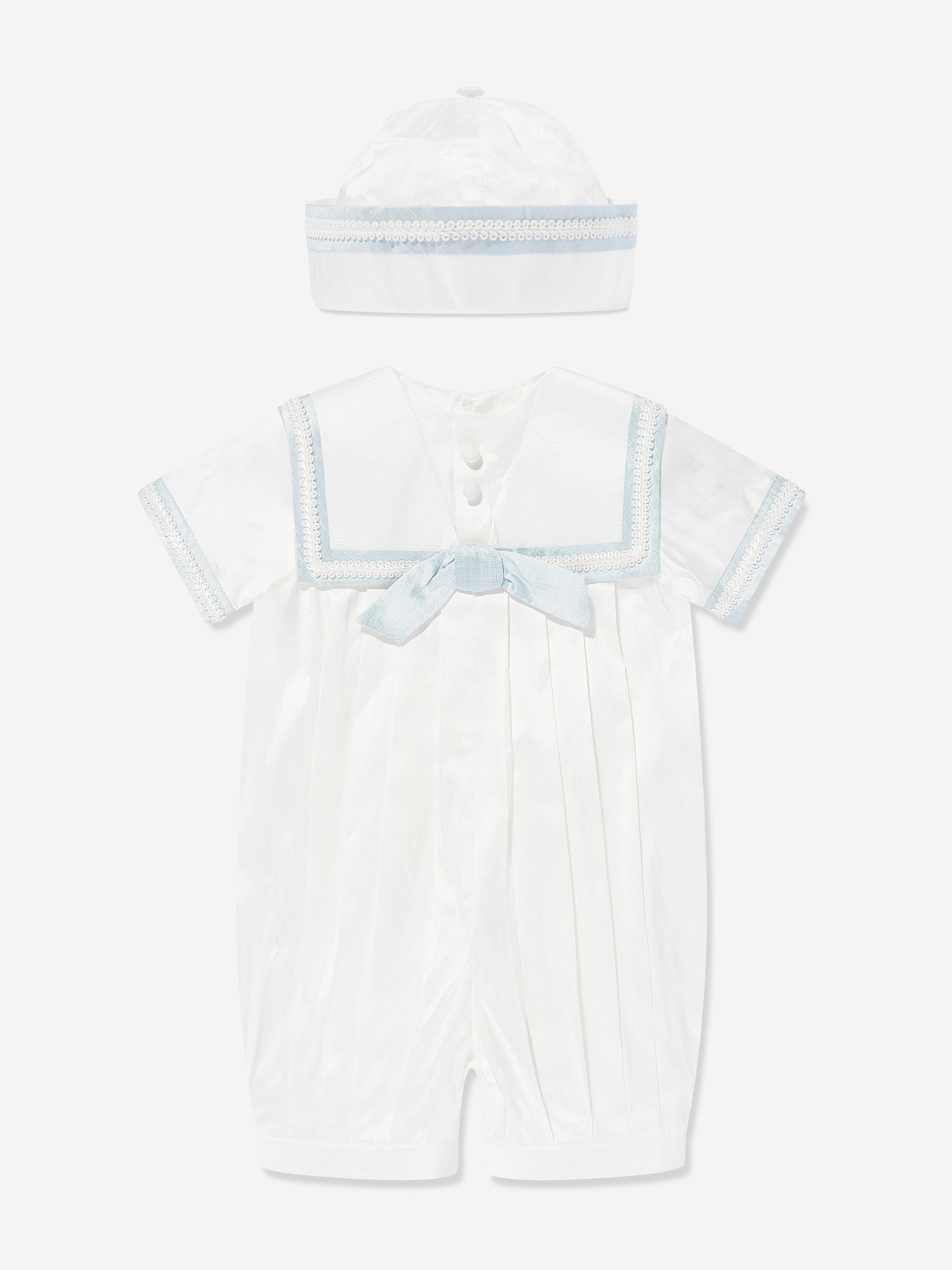 Baby Boys Silk Romper and Hat Set - Ivory Color Soft Outfit for Newborns & Infants | Perfect for Photoshoots, Christenings & Special Occasions