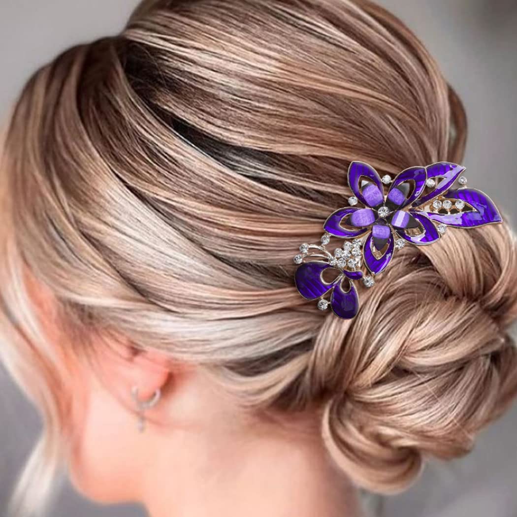 Sparkling Rhinestone Hair Comb - Bridal Wedding Hair Accessories for Women & Girls (Purple) - Perfect for Weddings & Parties