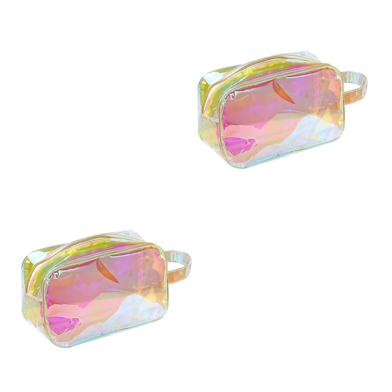 FRCOLOR 2 Pcs Clear Makeup Bags for Women Travel - Waterproof Toiletry & Beauty Pouch for Purse & Laundry