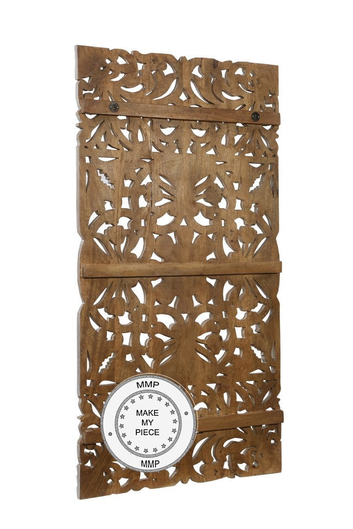 Exquisite Hand-Carved Indian Solid Wood Oriental Wall Panel - White | Traditional Asian Home Decor for Living Room, Bedroom & Meditation Spaces