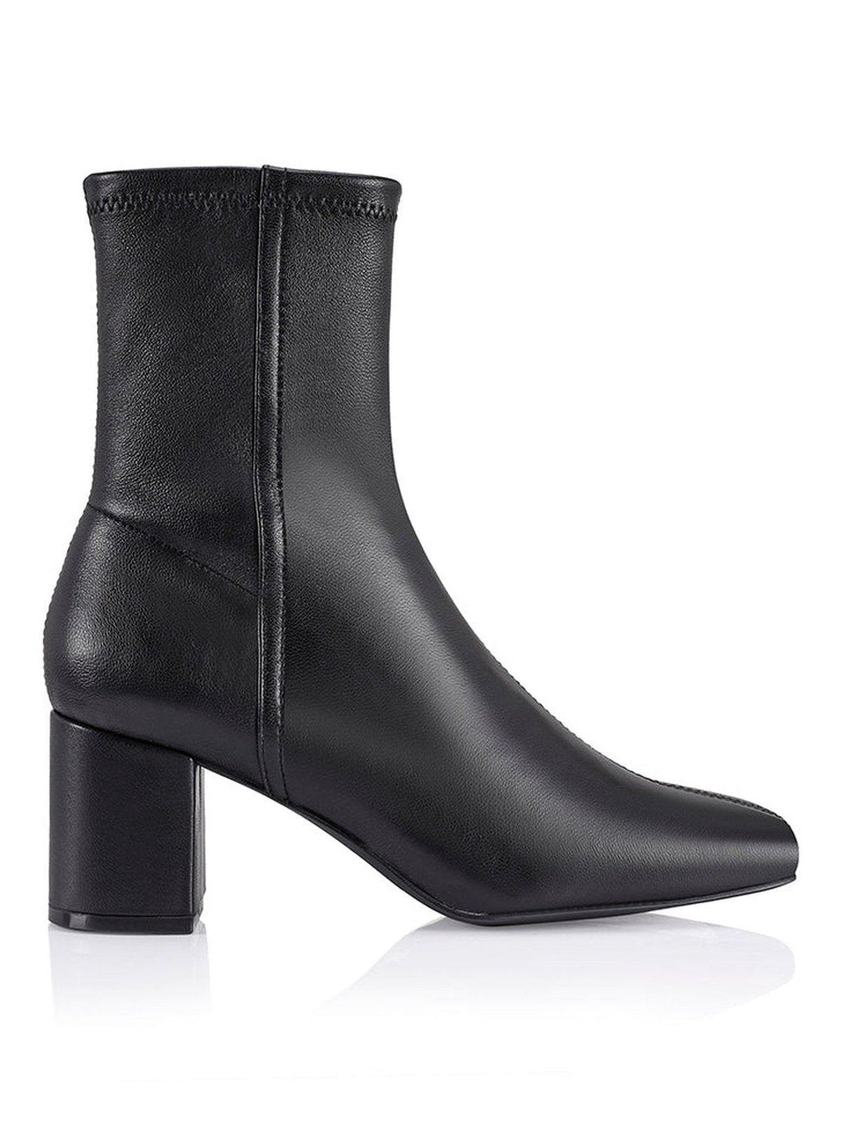 Juan II Black Stretch Leather Sock Boots - Stylish & Comfortable Women's Ankle Boots for Work, Party & Everyday Wear