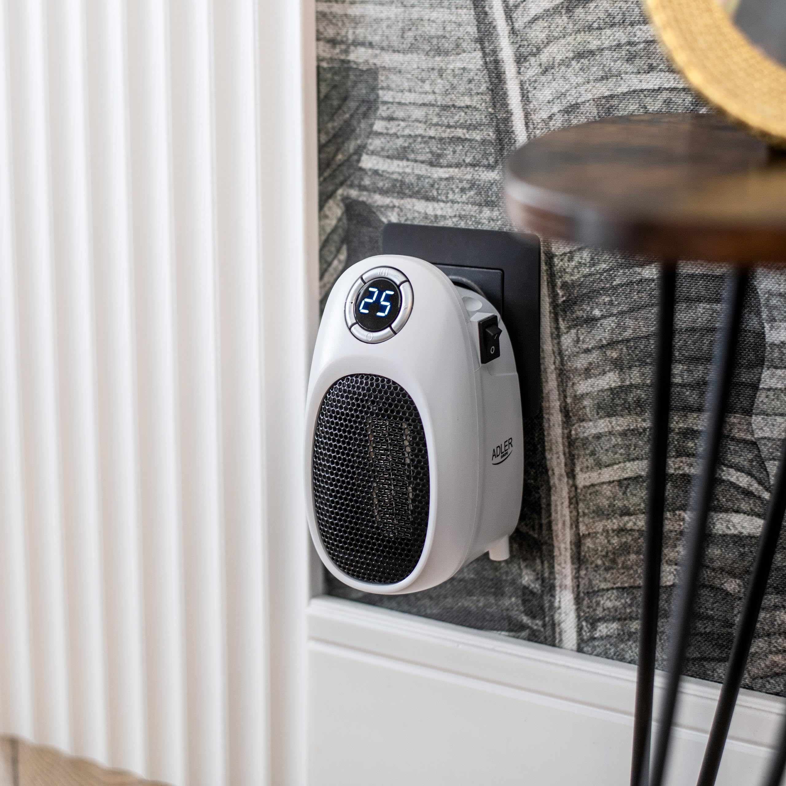 ADLER EUROPE Ceramic Mini Electric Heater - Portable, Energy Efficient 1500W with Adjustable Temperature & Timer - Perfect for Home, Office & Small Spaces