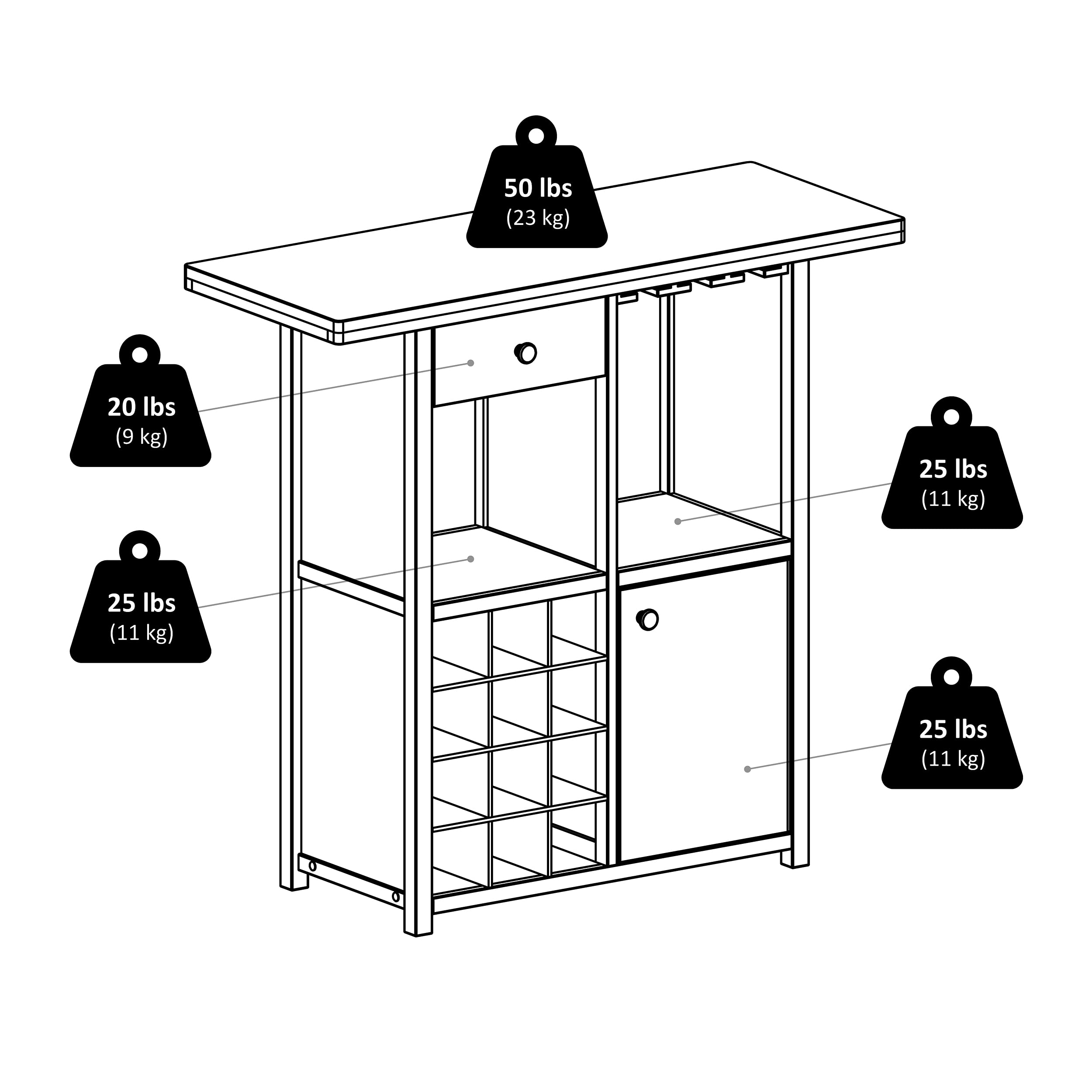 Winsome Macon Bar Wine Cabinet in Espresso - Stylish Wooden Wine Storage for Home, Bar, and Kitchen Decor