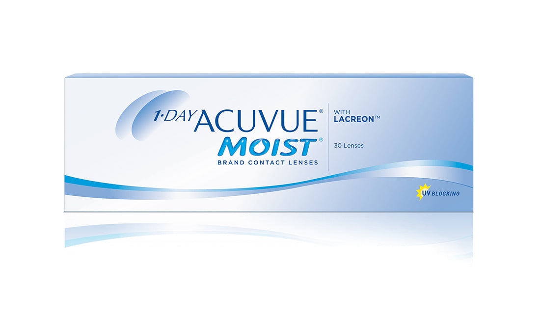 Acuvue 1 Day Moist Daily Disposable Contact Lenses (30 Pack) - Ultra-Hydrating for All-Day Comfort, Perfect for Work, Sports & Active Lifestyles