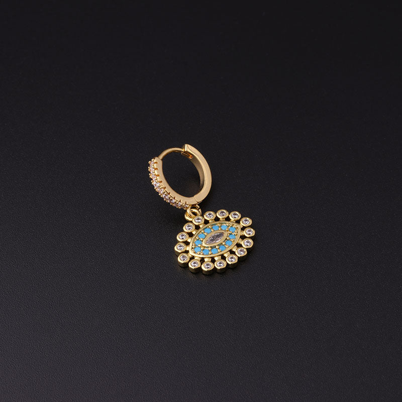 18K Gold Boho Dangle Hoop Earrings - Clip On Celestial Earrings for Women | Perfect for Parties, Weddings & Everyday Boho Fashion (HSPJ337)