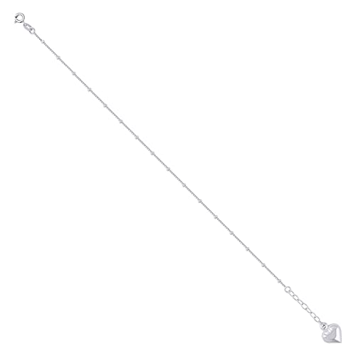 925 Sterling Silver Women's Fashion Love Heart Anklet - 14.4x11.9mm Adjustable Ankle Bracelet | Elegant Jewelry Gift for Her | Perfect for Date Nights, Beach Vacations & Special Occasions