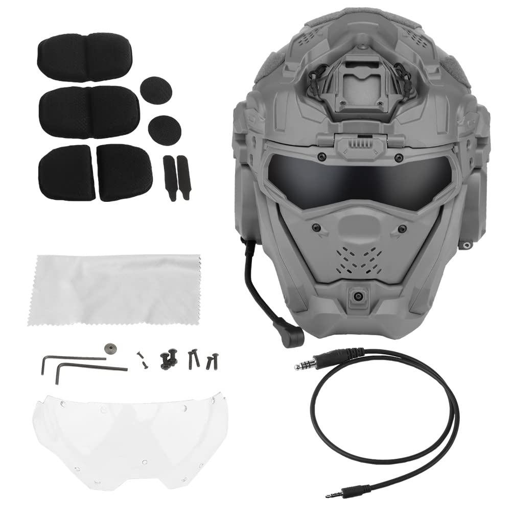 Tactical Airsoft Helmet with Built-in Detachable Headset, Anti-Fog Fan & Sliding Goggles - All-in-One Design for Paintball, CS Cosplay, Military Simulation & Outdoor Airsoft Games