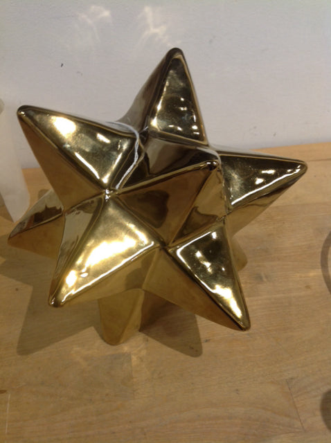 8K Gold Plated Ceramic Star Ornament - Elegant Christmas Tree Decoration for Holiday Home Decor, Party & Gift Giving